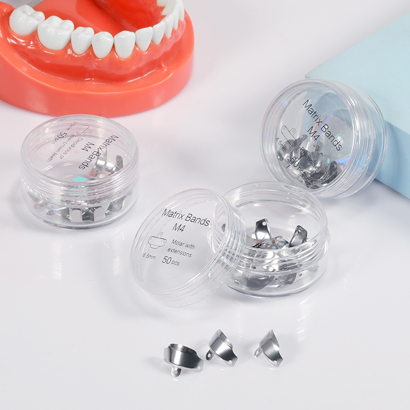 50 ชิ้น/กล่องทันตกรรม Matrix Bands Sectional Contoured โลหะ Matrices M4 ทันตกรรม Oral Care ความแข็ง Elasticiry Matrix แถบเครื่องมือทันตกรรม