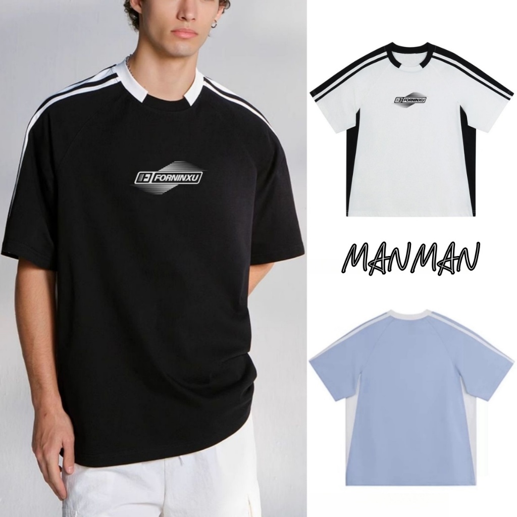 M&M ฤดูร้อน เสื้อผู้ชาย แฟชั่นแมทช์ง่าย คลาสสิก สีดำและสีขาว รุ่นคู่รัก