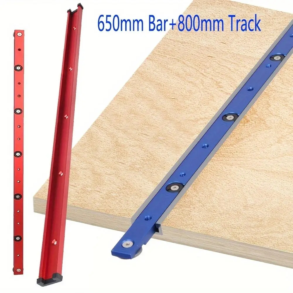 2pcs 800mm 30 Type T-track & 650mm Miter Bar Slider T-slot Miter Track Jig Fixture Slot Connector Wo