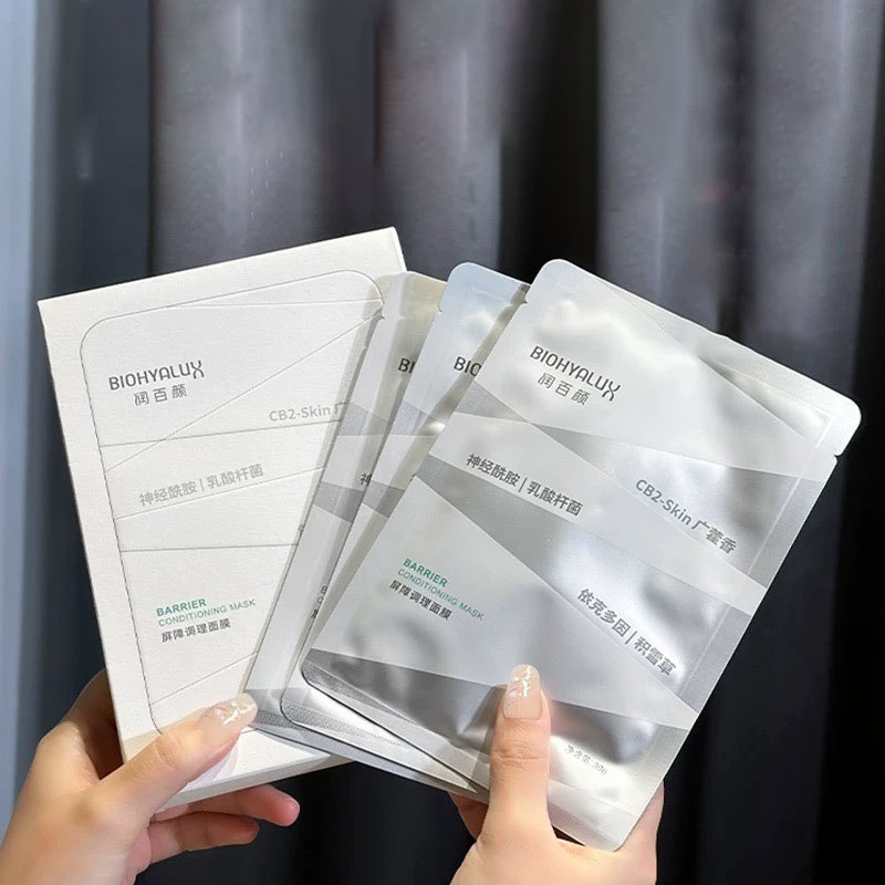 Runbaiyan Biohyalux มาส์กผ้ากอซสีขาว โทนเนอร์ปกป้องผิว ให้ความชุ่มชื้นแก่ผิว กรดไฮยาลูโรนิก หญิง