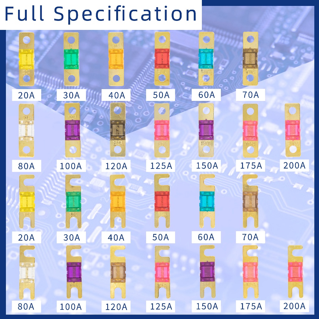 (สเปคเต็ม) Ans ฟิวส์สําหรับระบบเครื่องเสียงรถยนต์ 20A 30A 40A 50A 60A 70A 80A 100A 120A 125A 150A 175A 200A ANL Gold Plated Stud ฟิวส์รถยนต์ Mini รถสเตอริโอ AFS