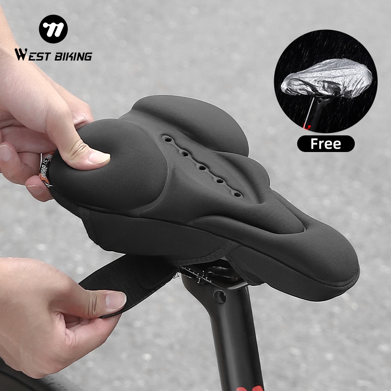 WEST BIKING จักรยานอานปกที่นั่งเบาะปกซิลิโคนยืดหยุ่นสูงระบายอากาศนุ่มที่นั่งเบาะปกถนนจักรยานเสือภูเขาที่นั่งเบาะขี่จักรยานอุปก