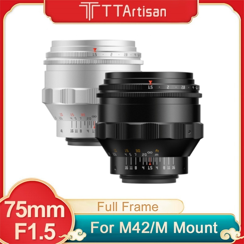 Ttartisan 75mm F1.5 M42 เลนส์กล้องฟูลเฟรม Swirly Bokeh เลนส์โฟกัสแบบแมนนวลรองรับแหวนอะแดปเตอร์สําหรั