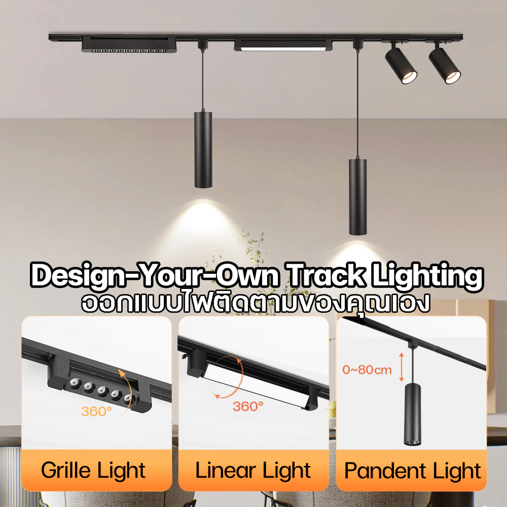 ไฟแทรคไลท์ Track Light COB โคมไฟติดเพดาน ไฟประดับตกแต่ง โคมแทรคไลท 12W 20W 30W 40W แสงวอร์ม แสงขาว LED สปอตไลท์ ได้อย่างยืดหยุ่นโคม ตกแต่งร้าน ปอตไลท์สำ หรับร้านขายเสื้อผ้า เพดาน