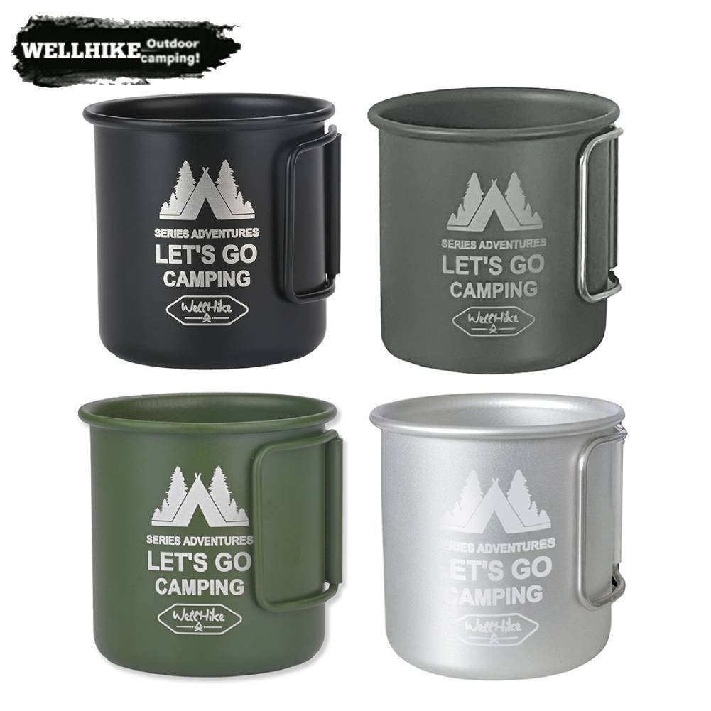 WELLHIKE 300มล แก้วตั้งแคมป์อลูมิเนียมอัลลอยด์ชาเบียร์แก้วกาแฟน้ําหนักเบาสําหรับการใช้งานกลางแจ้ง
