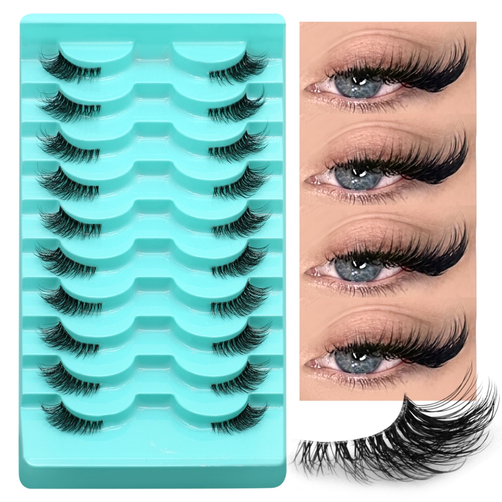 Groinneya ขนตาปลอม 10 คู่ Half Eye lashes นุ่มธรรมชาติ Faux Mink ขนตาหนา Lash ธรรมชาติแต่งหน้า ราคา ถูกที่สุด ดีลบีเคเค แกลเลอรีภาพที่ 2