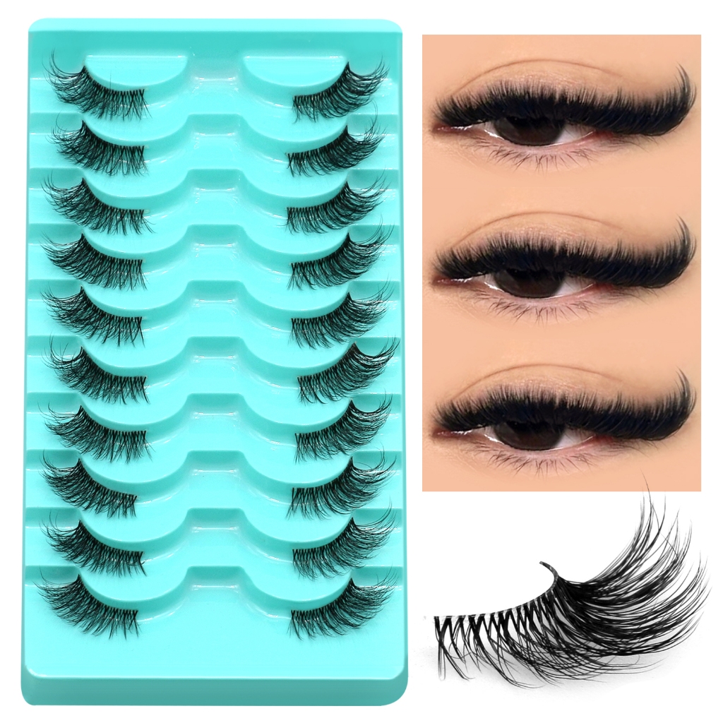 Groinneya ขนตาปลอม 10 คู่ Half Eye lashes นุ่มธรรมชาติ Faux Mink ขนตาหนา Lash ธรรมชาติแต่งหน้า ราคา ถูกที่สุด ดีลบีเคเค แกลเลอรีภาพที่ 3