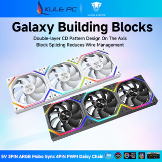 Jungle Leopard Galaxy ARGB Building Blocks พัดลม 120 มม.3 IN 1 สีดํา/สีขาวไร้สาย Splicing 5V 3PIN ARGB Mobo Sync 4PIN PWM Double CD รูปแบบ