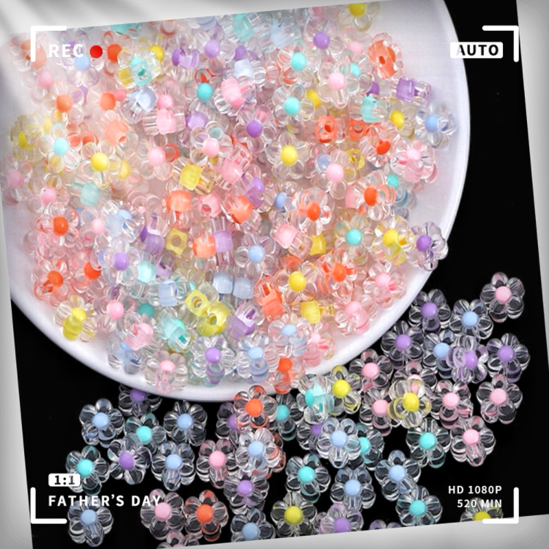 50ชิ้น/ล็อตโปร่งใสโปร่งใสอะคริลิดอกไม้ลูกปัดลูกปัดลูกปัดลูกปัดหลวมทําเองเครื่องประดับอุปกรณ์เสริมทอมือสร้อยข้อมือเชือกผมประดับด้วยลูกปัดวัสดุ