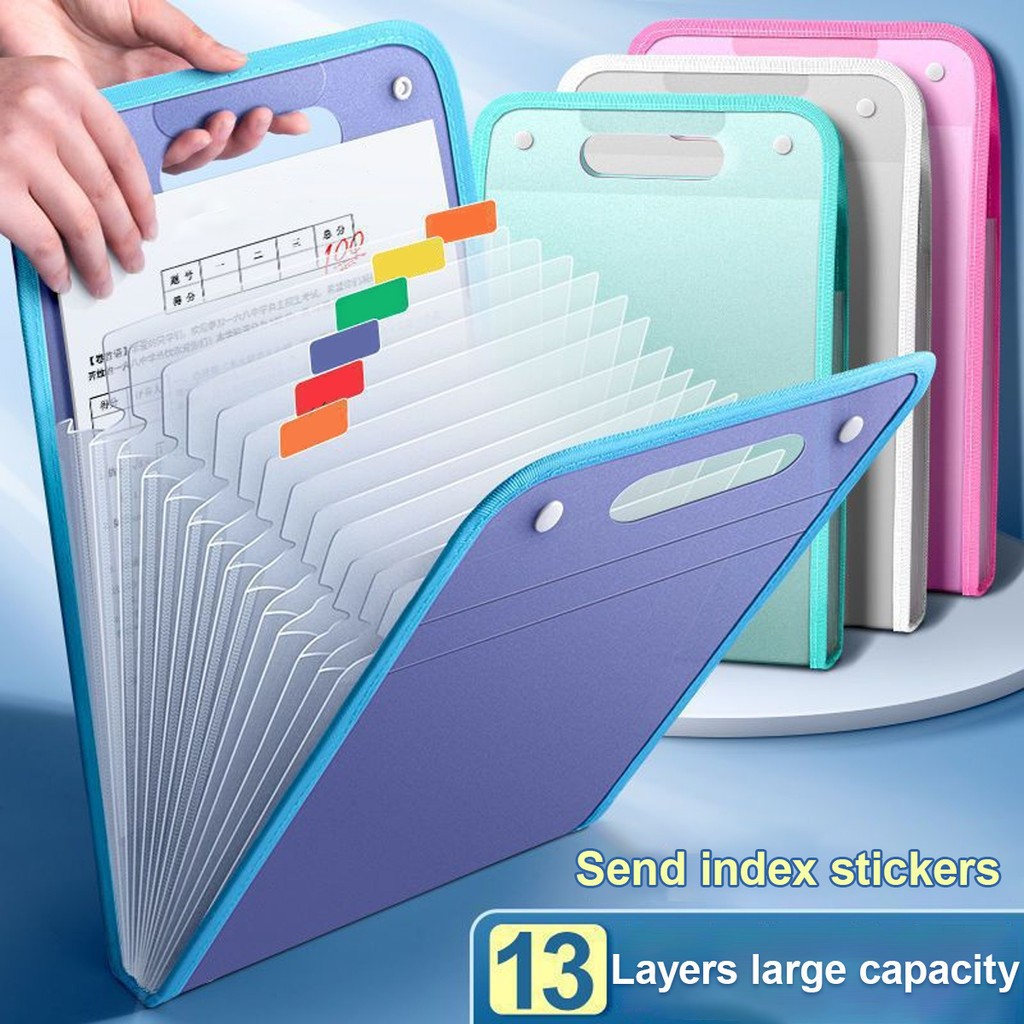 【มาถึงภายใน 5 วัน】A4 แบบพกพาแนวตั ้ ง 13 กริดออร ์ แกนกระเป ๋ าหนา PP โปร ่ งแสงโฟลเดอร ์ นักเรียนกระดาษทดสอบถุงเก ็ บข ้ อมูลกระเป ๋ าแฟ ้ มโรงเรียนเครื ่ องเขียนอุปกรณ ์