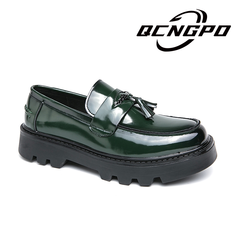 Man Chunky พู่รองเท้าไม่มีส้น Faux Suede หนังแฟชั่นงานแต่งงาน Slip-On รองเท้ารอบ Toe สีทึบ Party Daily Casual รองเท้า