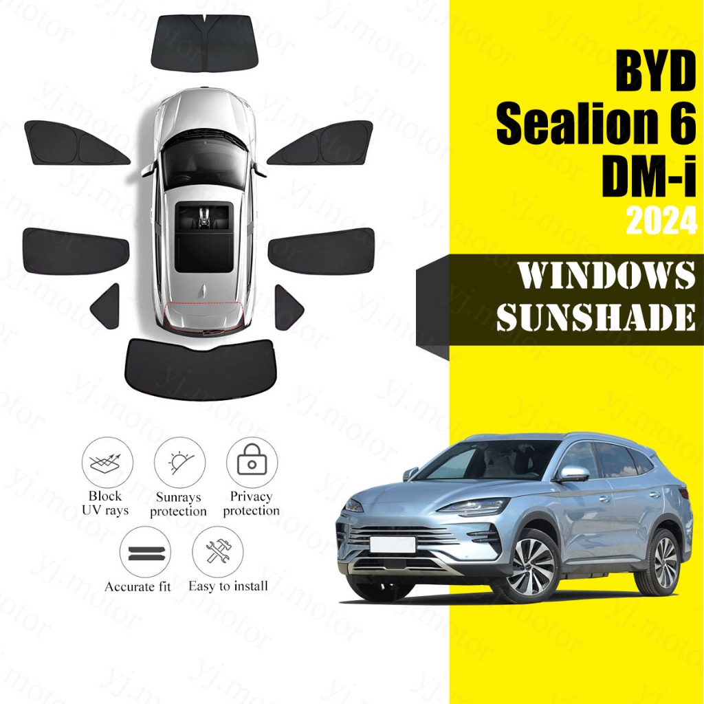 สําหรับ 2024 BYD SEALION 6 DM-i กระจกรถยนต์ด้านหน้าด้านหลังหน้าต่างบังแดด UV Rays ป้องกัน SEALION 6 Sun ความร้อน Blocker ความเป็นส่วนตัวครอบคลุม