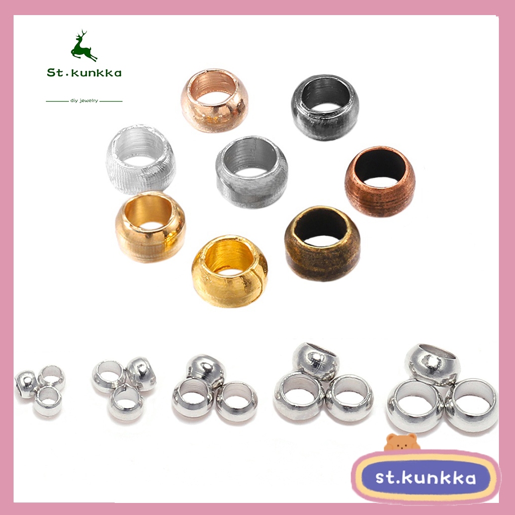 St.kunkka สต๊อปเปอร์ ตัวหยุดโลหะ เม็ดบีบ ลูกปัดล็อกเอ็น บรรจุ อุปกรณ์ diy (2 x 2.5 x 3x3.5x4 มม./100 ชิ้น)