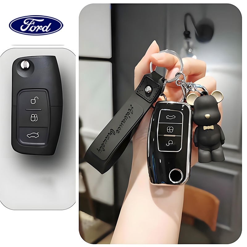 Ford Focus เคสกุญแจรถ Ford Ecosport ฝาครอบกุญแจ Ford Remote Key Case สําหรับ Ford Fiesta/Focus 2008-