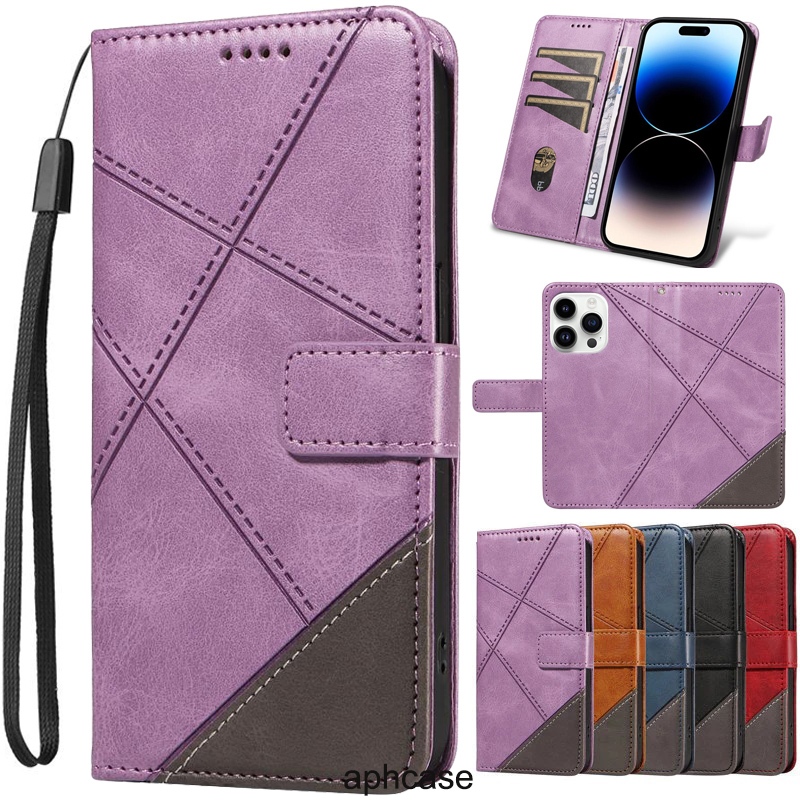 ซองหนังย้อนยุค Samsung Galaxy S25 S24 S23 S22 S21 FE Xcover 7 M62 F62 Plus Ultra 5G Flip Casing Line