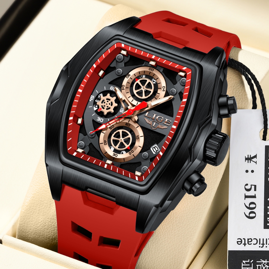 Lige แฟชั่นผู้ชายนาฬิกาสปอร์ต Luminous Business Quartz Watch การเคลื่อนไหวดั้งเดิมกันน้ําวันที่ Chro