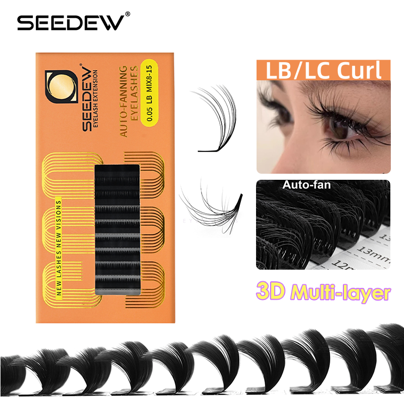 Seedew LB/LC หยิก Multi Layer ต่อขนตา Fluffy และ Messy 5D มังงะขนตา Camellia ขนตาปลอม idol