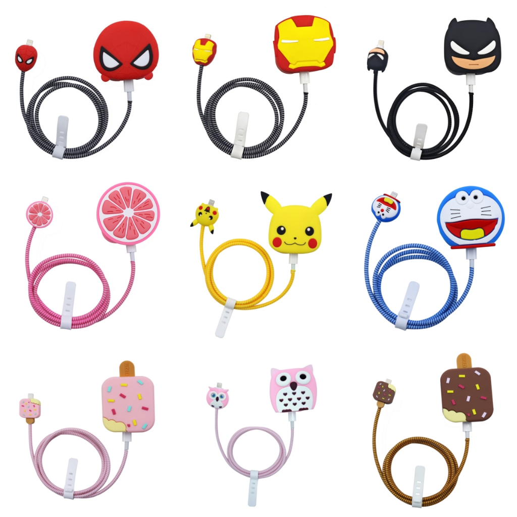 ใหม่การ์ตูนสายป้องกันชุดสําหรับiphone 20W UK Chargerหัวป้องกันกรณีข้อมูลสายAnti Breaking Organizer Winderสายไฟกรณี