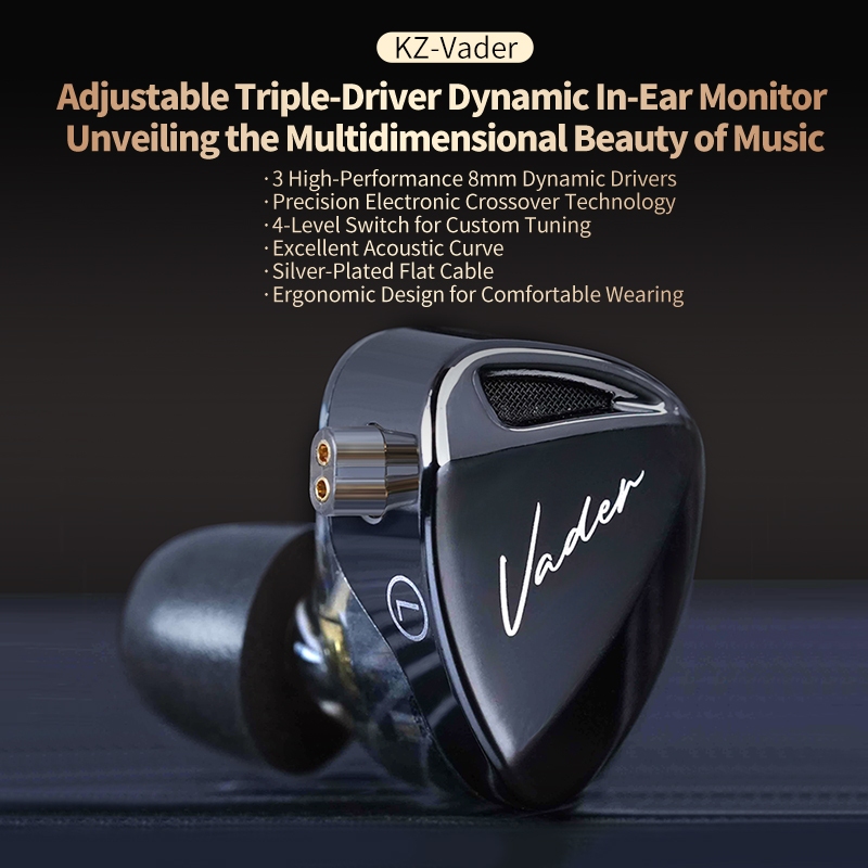 KZ Vader หูฟังปรับแต่ง Tunning Switch Hi-Fi Audio IEMs In Ear Monitor หูฟัง Zobel การออกแบบวงจรเครือข่ายชุดหูฟัง