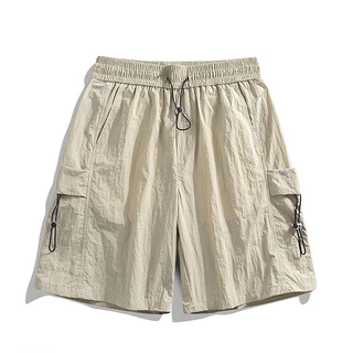 กางเกงคาร์โก้ผู้ชายขาสั้น ใส่สบาย แห้งเร็ว กระเป๋าหลายช่อง เนื้อผ้าหลวมเย็นสบาย