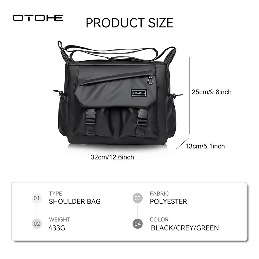 OTOHE กระเป๋าสะพายไหล่ผู้ชายแฟชั่น Unisex Cross Body กระเป๋าหลายกระเป๋าออกแบบกันน้ําน้ําหนักเบา Casual Sport Street กระเป๋า