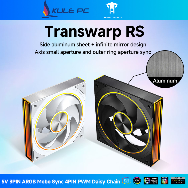 Jungle Leopard Transwarp RS CPU พัดลม ARGB 120 มม.5V 3PIN แหวนรูรับแสง ARGB ด้านข้างอลูมิเนียมแผ่น Infinity กระจกแสง Mobo Sync 4PIN PWM