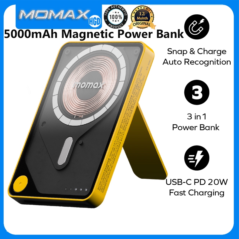 Momax 1-Power X Pro Magnetic Wireless Power Bank 5000mAh PD20W Powerbank สาย USB-C ในตัว