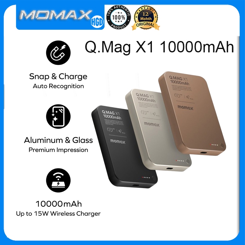 Momax Q.Mag X1 Magnetic Power Bank 10000mAh Wireless Portable Charger 20W Fast Charging Battery Pack