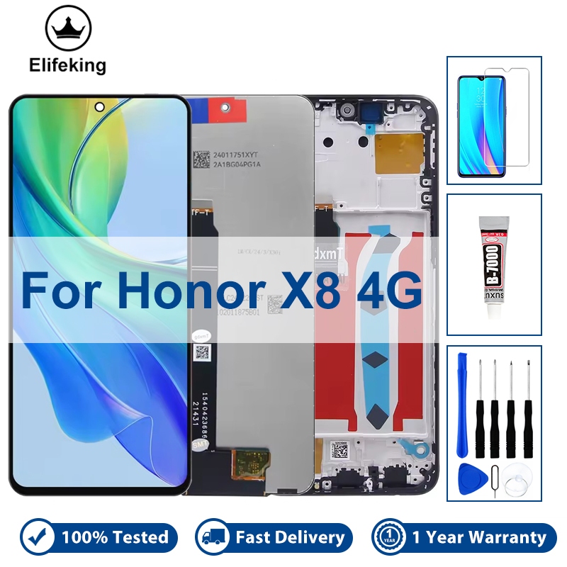 6.7 "LCD สําหรับจอแสดงผล Huawei Honor X8 4G TFY-LX1 TFY-LX2 TFY-LX3 หน้าจอสัมผัสพร้อมการเปลี่ยนกรอบ