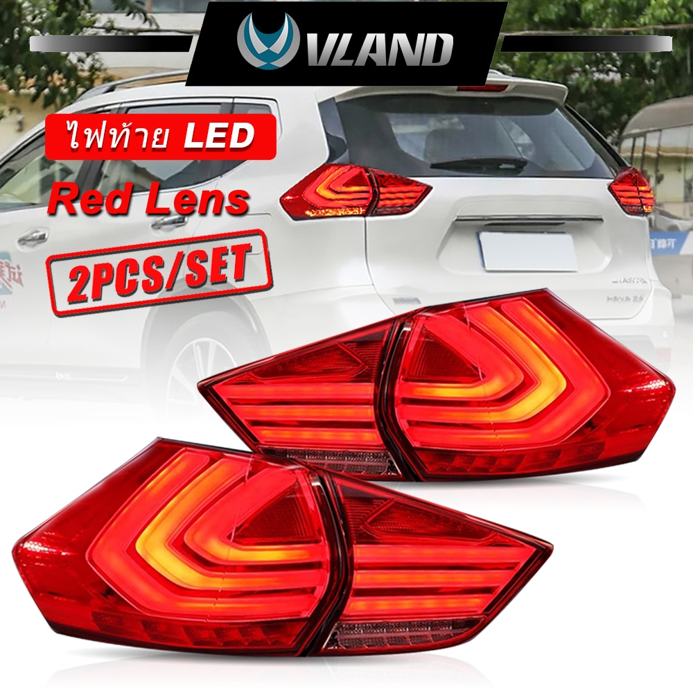 คู่ไฟท้าย LED เต็มรูปแบบสําหรับ 2014-2019 Nissan X-Trail xtrail T32 Rogue ชุดโคมไฟเบรคหลัง