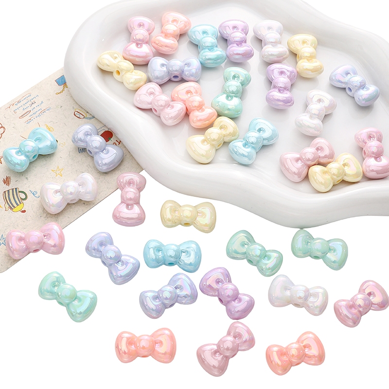 26*15 มม.AB สีสันผีเสื้อลูกปัดอะคริลิค Bowknot Hobby ลูกปัดสําหรับ DIY เครื่องประดับสร้อยข้อมือ Jewlery ทําอุปกรณ์เสริม
