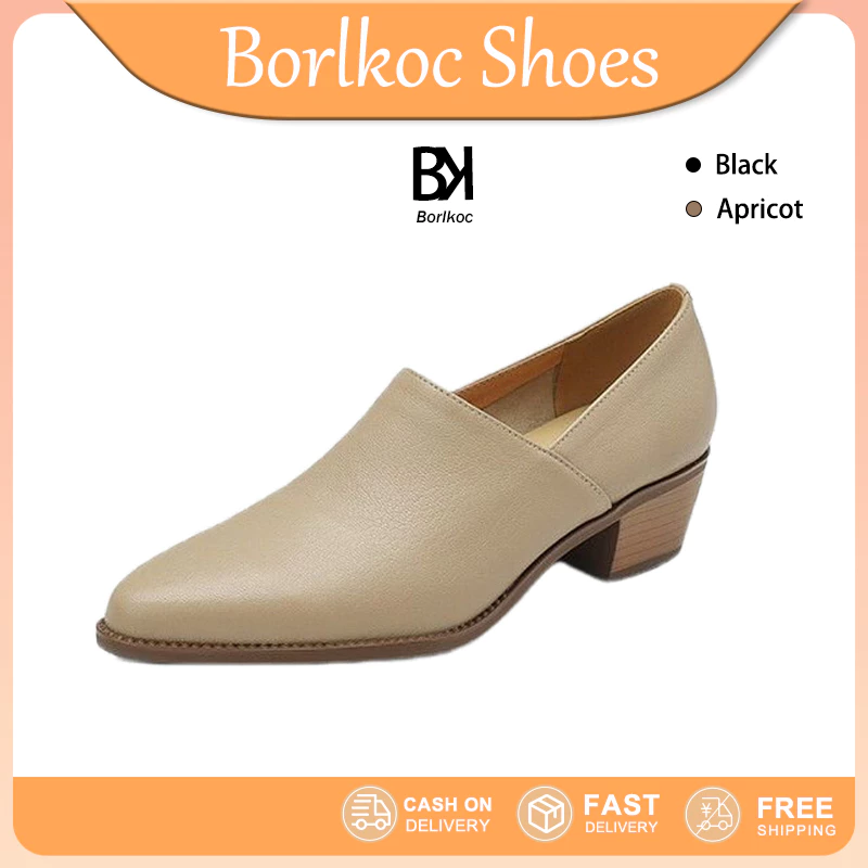 Borlkoc รองเท้าคัทชู 4ซม รองเท้าส้นสูง ใส่สบาย น้ำหนักเบา ดีไซน์แฟชั่น เหมาะสำหรับทำงานและโอกาสสุภาพ