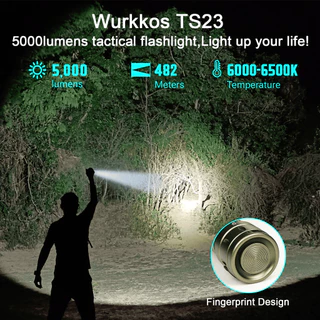 Wurkkos TS23 5000Lm XHP70.3 HI 6000-6500K 21700 แบตเตอรี่สวิตช์หางไฟฟ้าไฟฉาย led