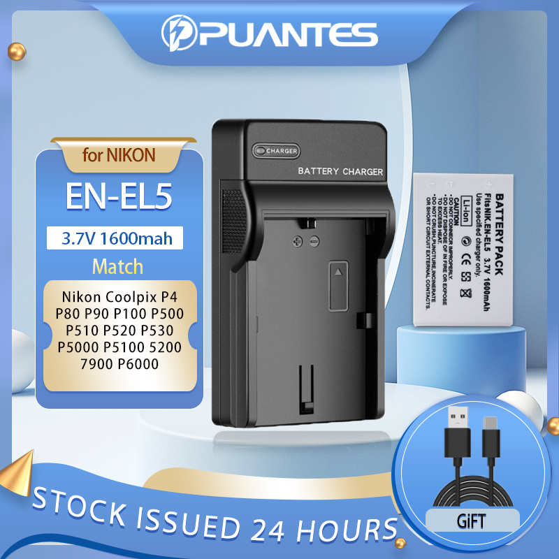 Puantes EN-EL5 แบตเตอรี่สําหรับ Nikon Coolpix P4 P80 P90 P100 P500 P510 P520 P530 P5000 P5100 5200 7900 P6000
