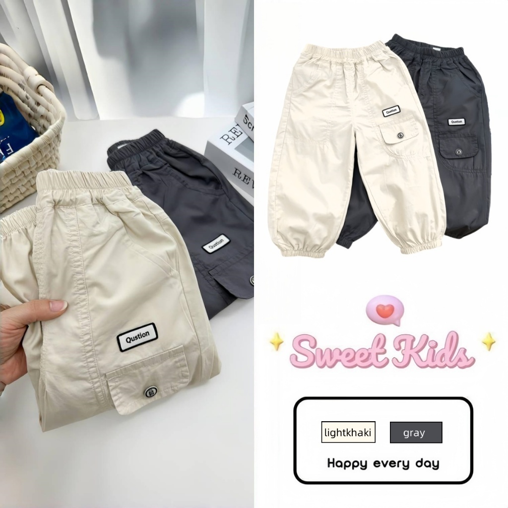 SweetKids พร้อมส่งจากกทม กางเกงคาร์โก้เด็ก กางเกงเด็กใหม่สําหรับฤดูร้อน น้ําหนักเบาและระบายอากาศได้ดี มีให้เลือกหลายขนาด