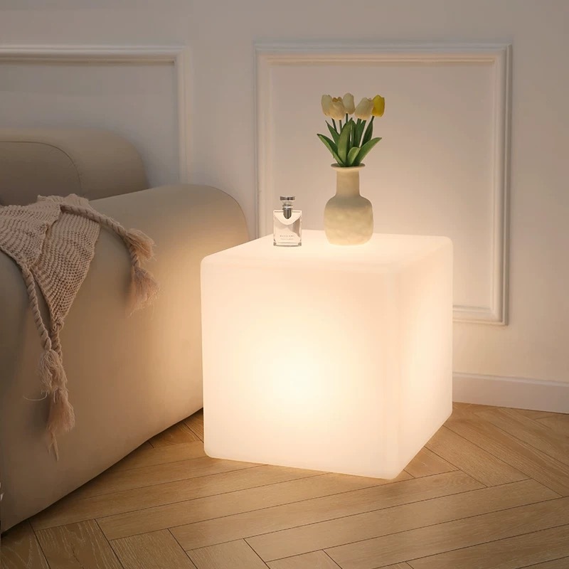 โคมพื้น led โคมไฟตั้งโต๊ะ floor lamp ทรงลูกบาศก์ 3 สี สไตล์โมเดิร์น สําหรับตกแต่งห้องนอน