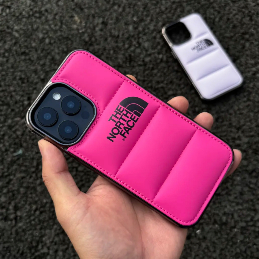 【Plated frame/Down jacket design hard case/Rose Red】เคส compatible for iphone 11 12 13 14 15 16 pro max case