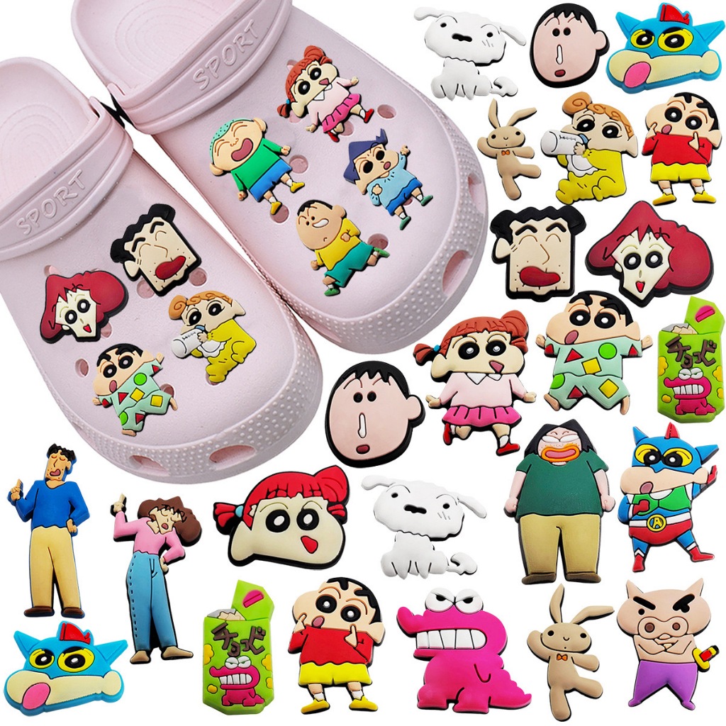 รองเท้าแตะแฟชั่น อุปกรณ์เสริม, Crocs Jibbitz Charms, jibbitz Set, อุปกรณ์เสริมรองเท้า Crayon Shin-Chan สามมิติที่สวยงามน่ารัก