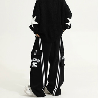 SUIKONE Suikeone กางเกงคาร์โก้ลายถนนสูงอเมริกันฤดูใบไม้ร่วงผ…