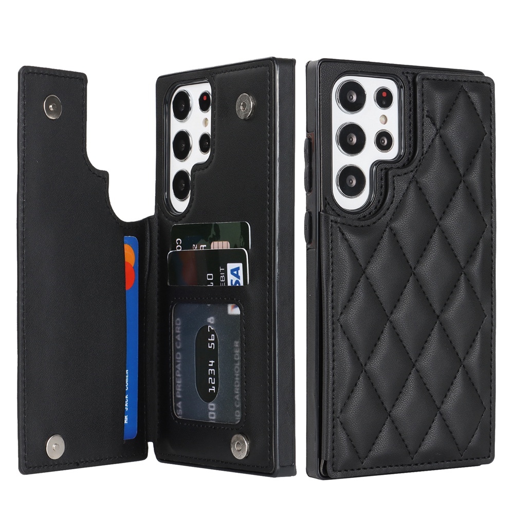 ตารางขนมเปียกปูนช่องใส่การ์ดหนังเคสโทรศัพท์สําหรับ Samsung Galaxy S22 S21 S20 FE หมายเหตุ 20 Ultra ห