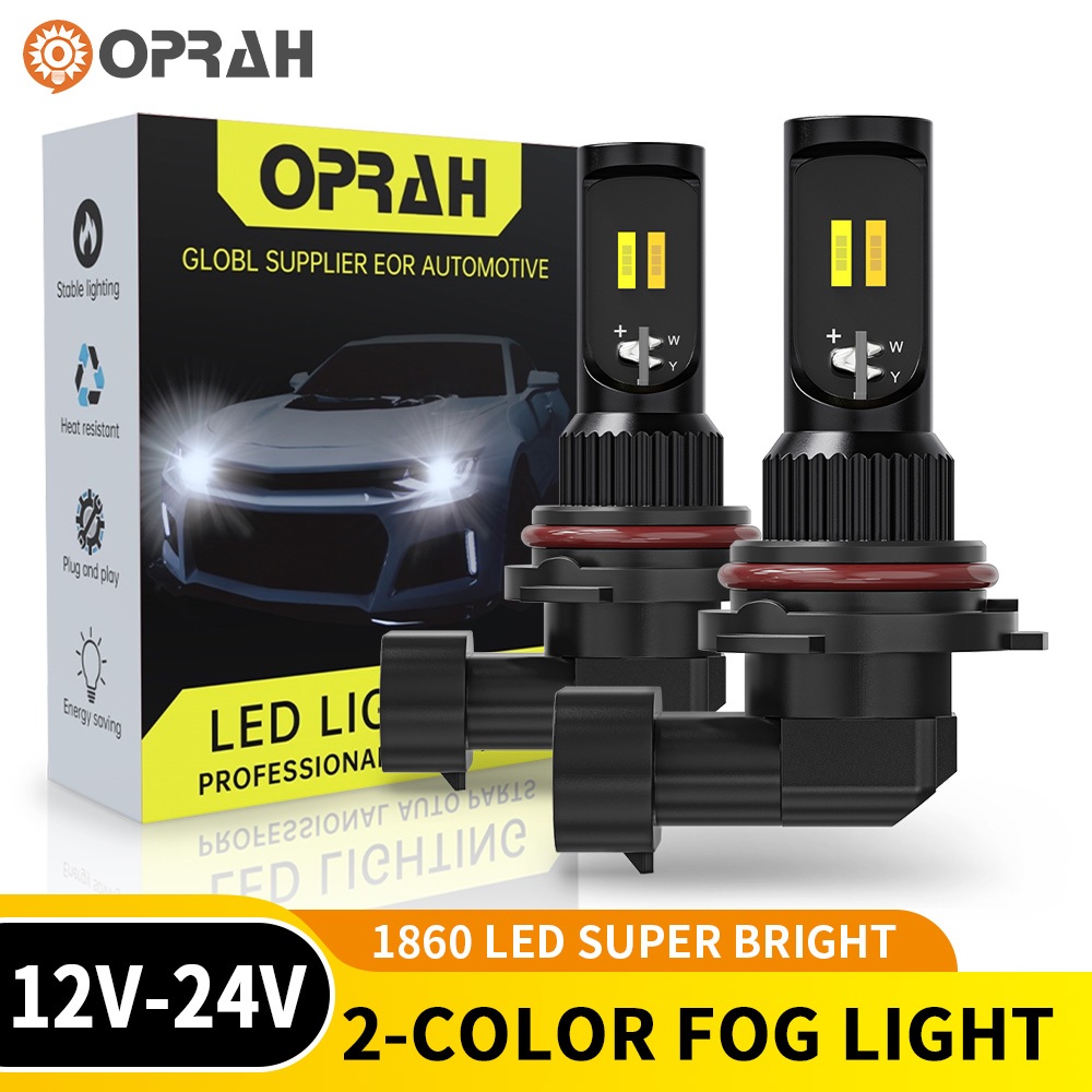 Oprah 2 ชิ้นรถสองสี LED หมอก H11 หลอดไฟ LED H7 9005 9006 รถหมอก 1860 หลอดไฟหมอก DRL ไฟวิ่งกลางวันรถหลอดไฟสีขาว + สีเหลือง 12 โวลต์