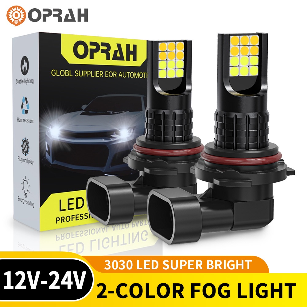 Oprah 2 ชิ้นรถ LED หมอก H11 หลอดไฟ LED HB3 HB4 รถหมอก H7 9005 9006 หลอดไฟหมอก 3030 24SMD DRL ไฟวิ่งกลางวันหลอดไฟรถ