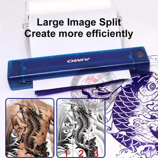 Aimo T08F Blue Tattoo Transfer เครื่องพิมพ์ใหม่ไร้สายภาพความร้อนลายฉลุเครื่องถ่ายเอกสารเหมาะสําหรับ A4 กว้างกระดาษสําเนา