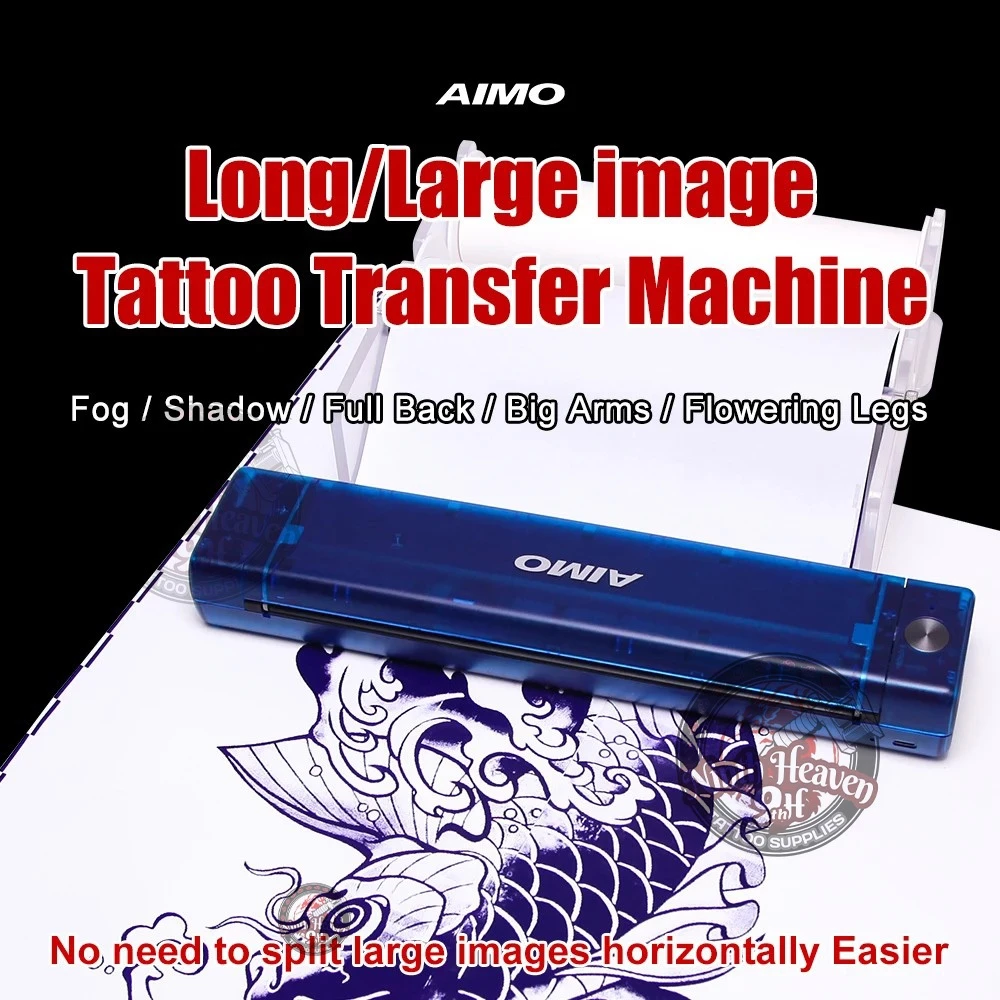 Aimo T08F Blue Tattoo Transfer เครื่องพิมพ์ใหม่ไร้สายภาพความร้อนลายฉลุเครื่องถ่ายเอกสารเหมาะสําหรับ A4 กว้างกระดาษสําเนา