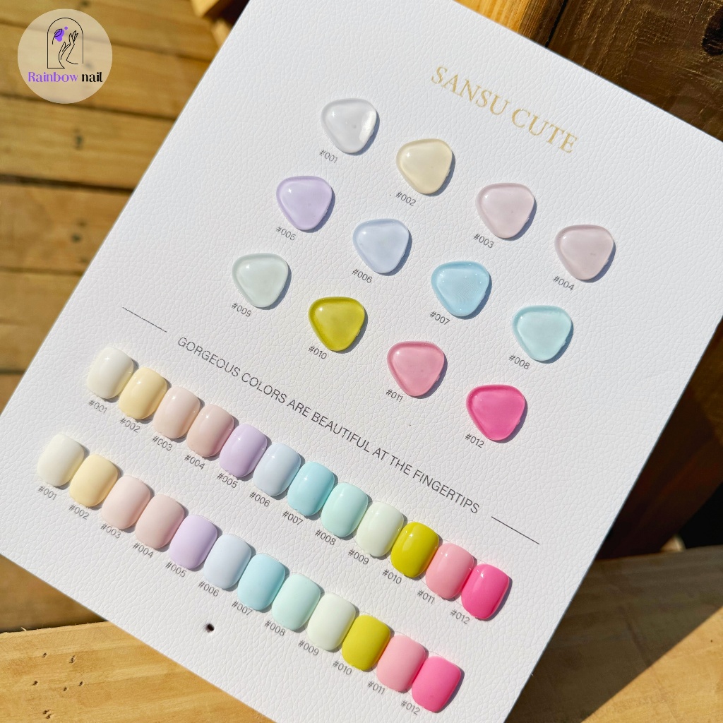 ชุดน้ำยาทาเล็บเจล SANSU 12 สี ชุดสีมาการอง（Macaron color series）พร้อมแผนภูมิสีฟรี พร้อมส่งทันที