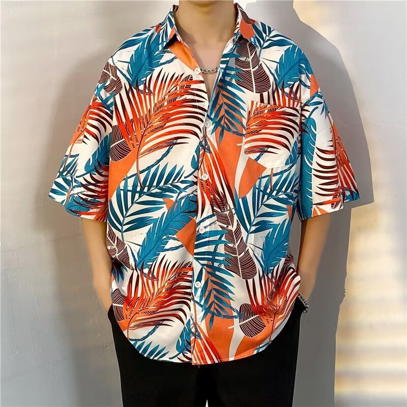 เสื้อฮาวาย เสื้อเชิ้ตสงกรานต์ลายดอก hawaiiสไตล์เกาหลี M-3XL 100 แบบ รุ่น T48 ราคา ถูกที่สุด ดีลบีเคเค แกลเลอรีภาพที่ 5