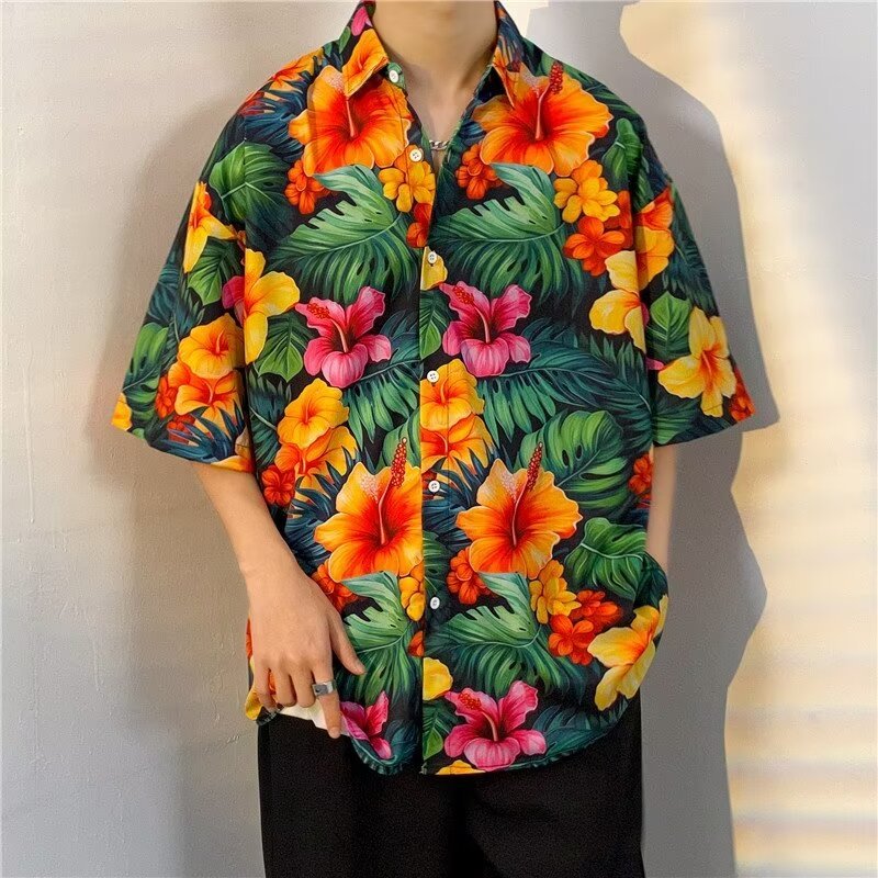 เสื้อฮาวาย เสื้อเชิ้ตสงกรานต์ลายดอก hawaiiสไตล์เกาหลี M-3XL 100 แบบ รุ่น T48 ราคา ถูกที่สุด ดีลบีเคเค แกลเลอรีภาพที่ 7