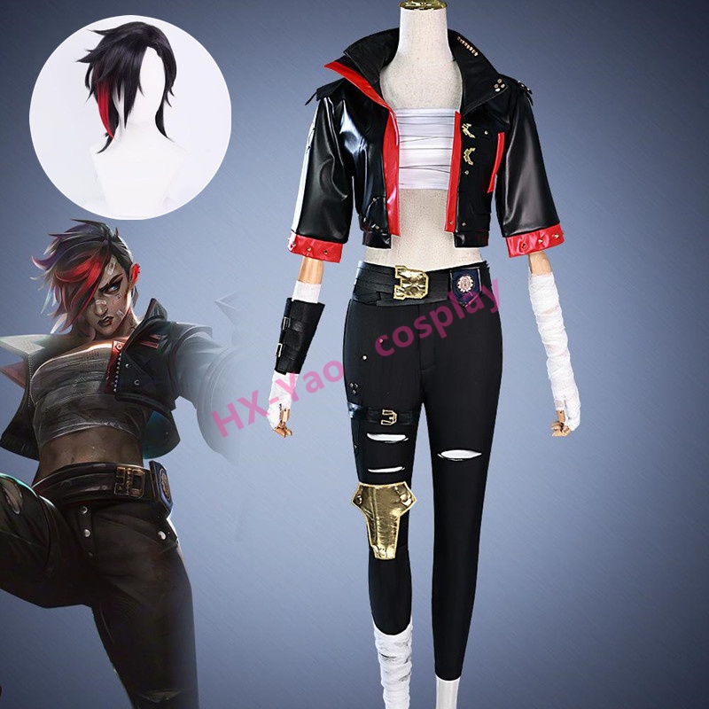 【HX-YAO】Arcane Season 2 Vi cosplay The Piltover Enforcer Vi คอสเพลย์เกมเครื่องแต่งกายประสิทธิภาพ
