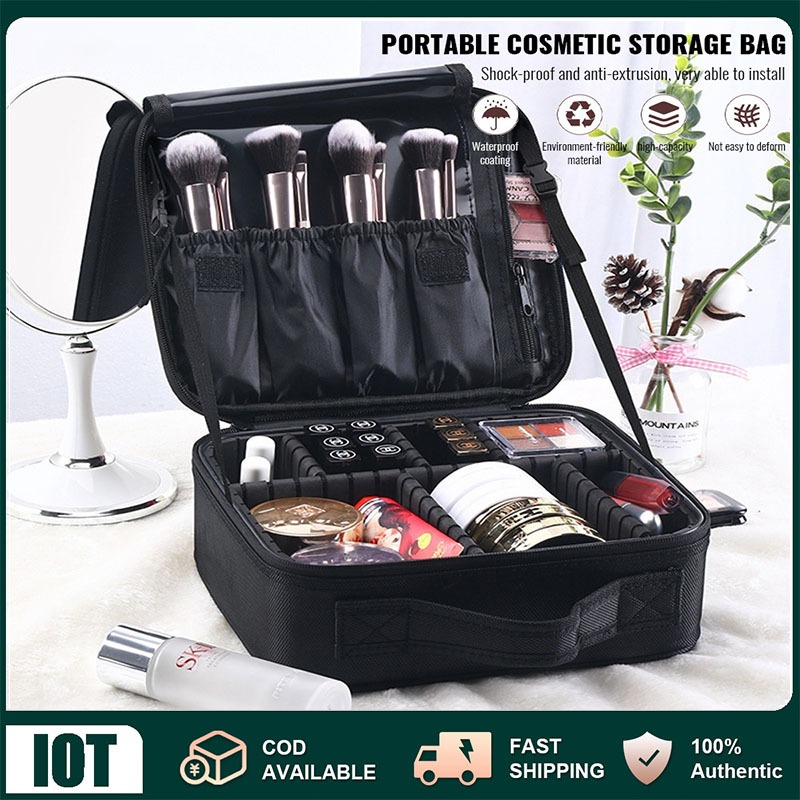 Make Up Bag กระเป๋าเก็บของแบบพกพากันน้ําขนาดใหญ่ 3 ชั้นสําหรับการเดินทางจัดระเบียบ