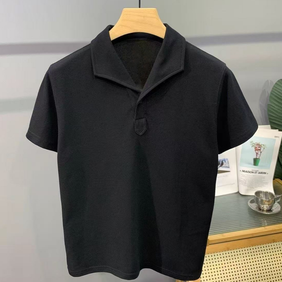 BECoolMan เสื้อโปโลผู้ชายฤดูใบไม้ผลิและฤดูร้อน เป็นมิตรกับผิวระบายอากาศ ขอบเสื้อผู้หญิงตอนหน้าอกที่สวยงาม ลมสบาย เหมาะสำหรับการพักผ่อนและธุรกิจ